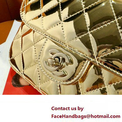 chanel Metallic Mirror Calfskin, Metallic Lambskin  &  Gold-Tone Metal Mini Flap Bag  &  Star Coin Purse AS4646 light gold 2024